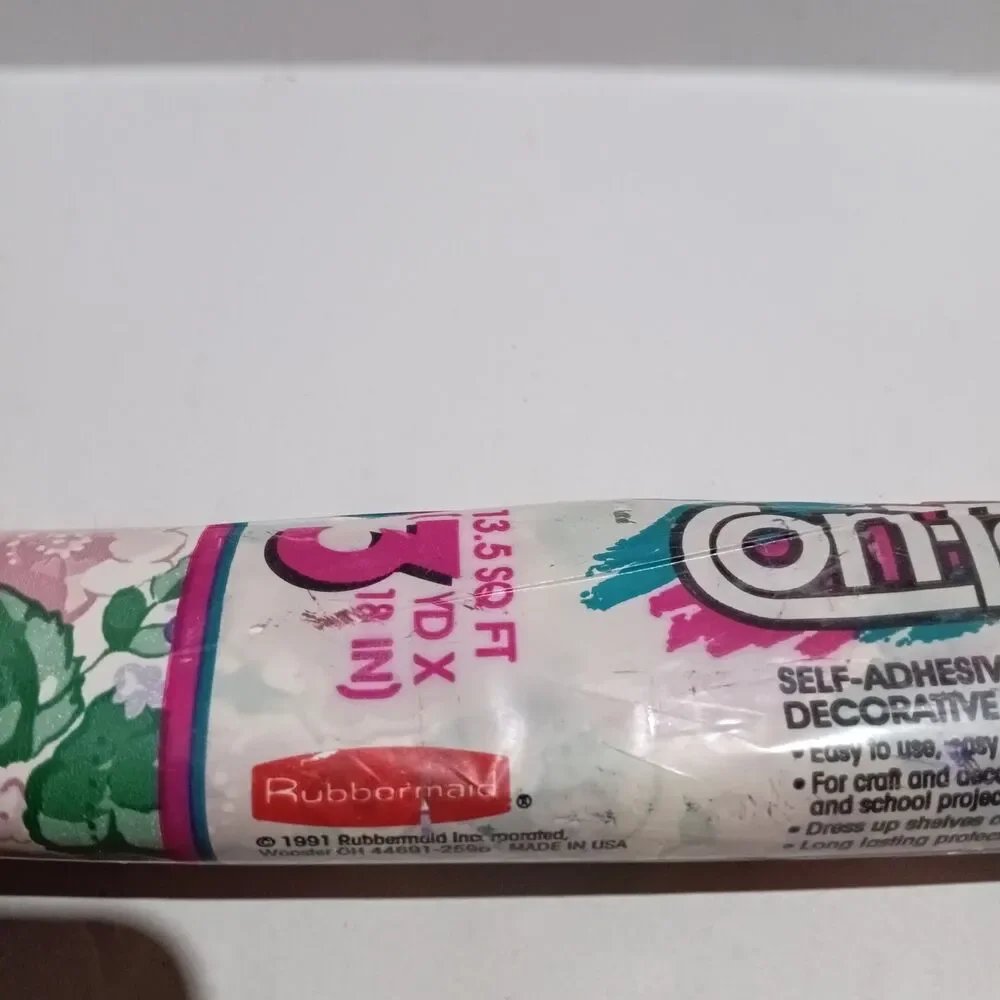 Vintage Rubbermaid Contact Paper-English Rose-9G23-1991-Cottagecore-Floral-3 yds